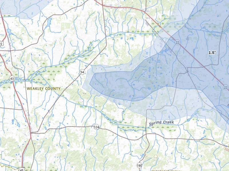NEXRAD radar-signature map of the hail storm over Greenfield, TN on Jun 9, 2026