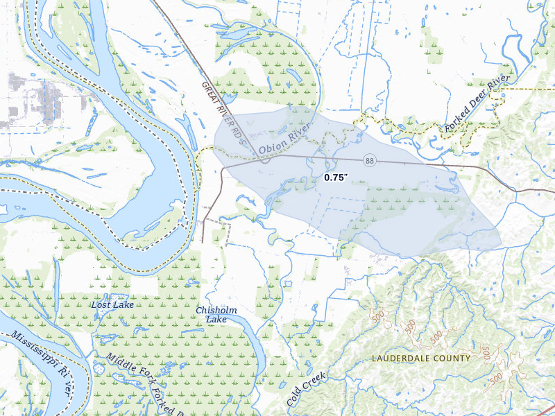 NEXRAD radar-signature map of the hail storm over Halls, TN on May 29, 2026