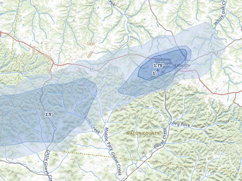 NEXRAD radar-signature map of the hail storm over Hartsville, TN on Jun 27, 2026