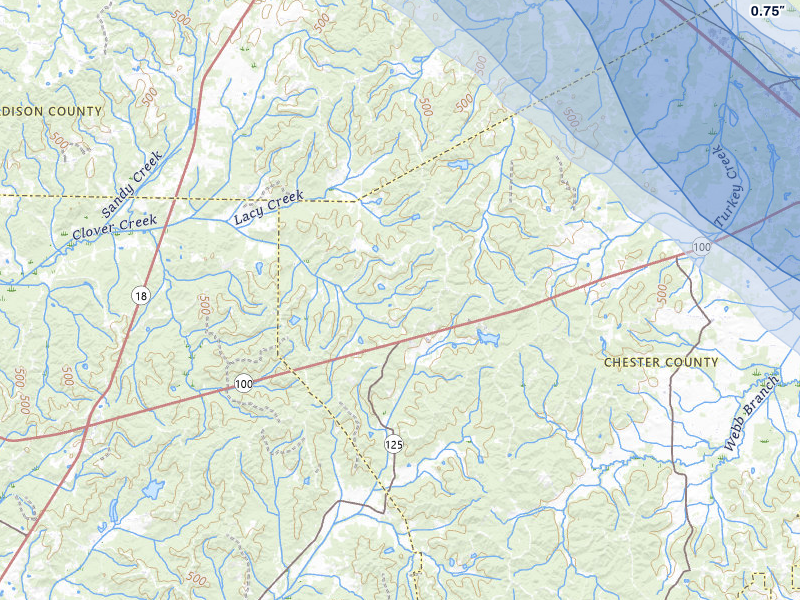 NEXRAD radar-signature map of the hail storm over Henderson, TN on Aug 26, 2026