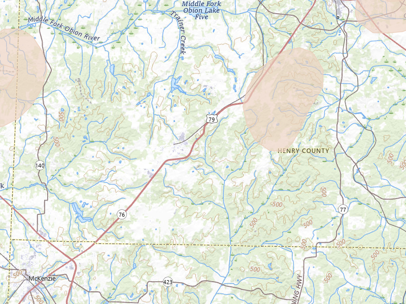 Radar-estimated hail-size map of the storm over Henry, TN on Jul 5, 2026