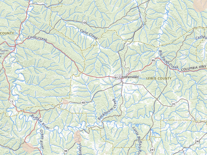 Radar-estimated hail-size map of the storm over Hohenwald, TN on Jul 2, 2026