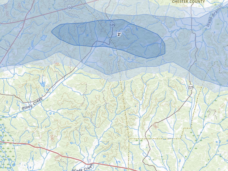 NEXRAD radar-signature map of the hail over Hornsby, TN