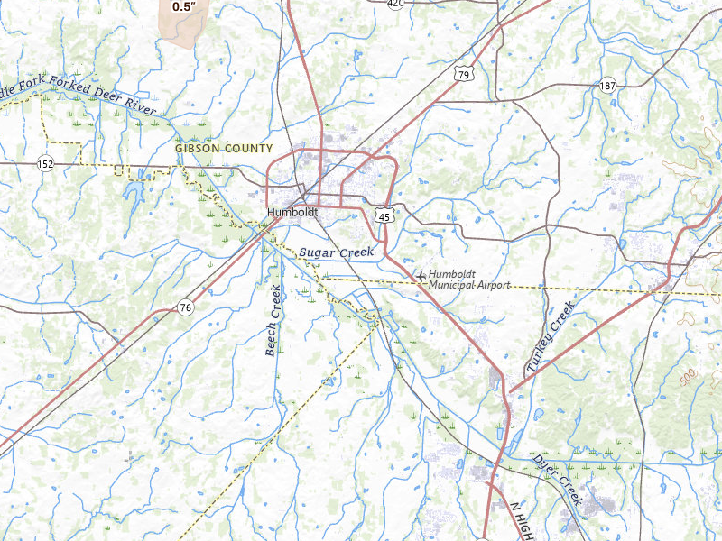 Radar-estimated hail-size map of the storm over Humboldt, TN on Jul 9, 2026