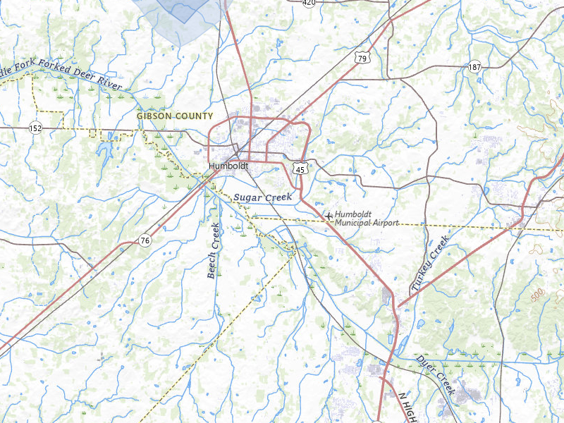 NEXRAD radar-signature map of the hail storm over Humboldt, TN on Jul 9, 2026