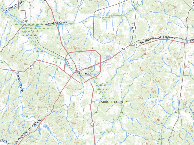 NEXRAD radar-signature map of the hail over Huntingdon, TN