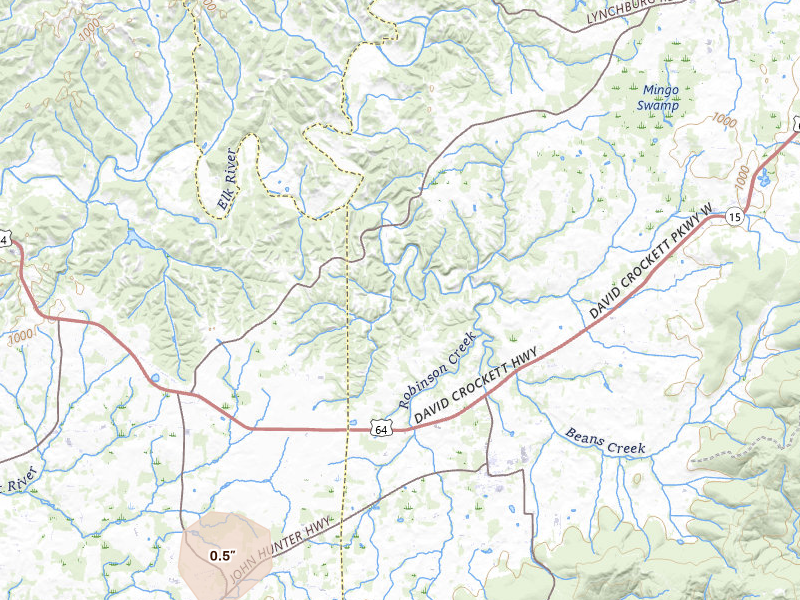 Radar-estimated hail-size map of the storm over Huntland, TN on May 20, 2026