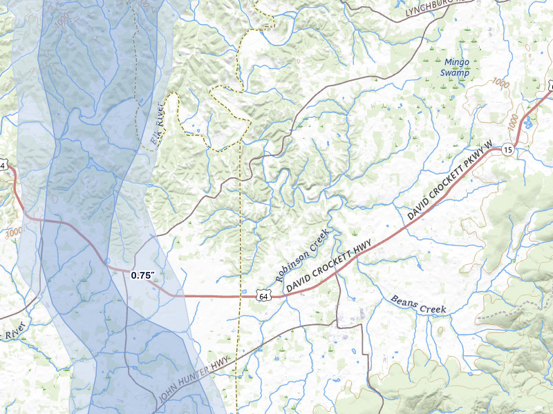NEXRAD radar-signature map of the hail storm over Huntland, TN on May 31, 2026