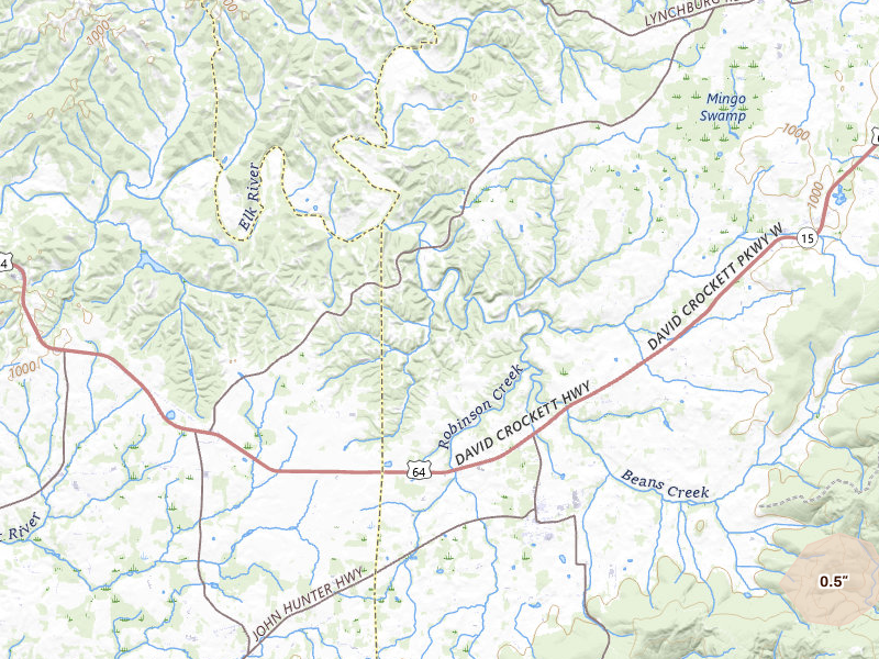 Radar-estimated hail-size map of the storm over Huntland, TN on Jul 11, 2026