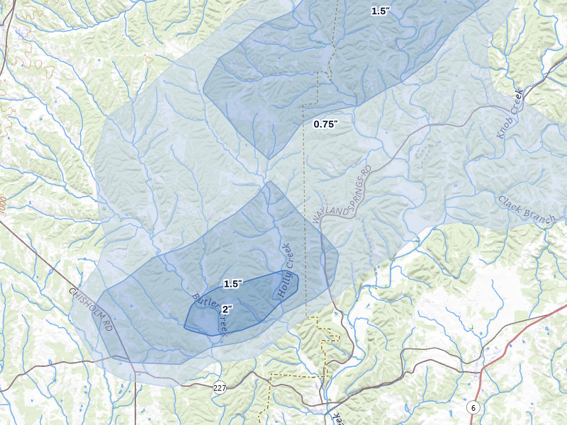 NEXRAD radar-signature map of the hail storm over Iron City, TN on Jul 5, 2026
