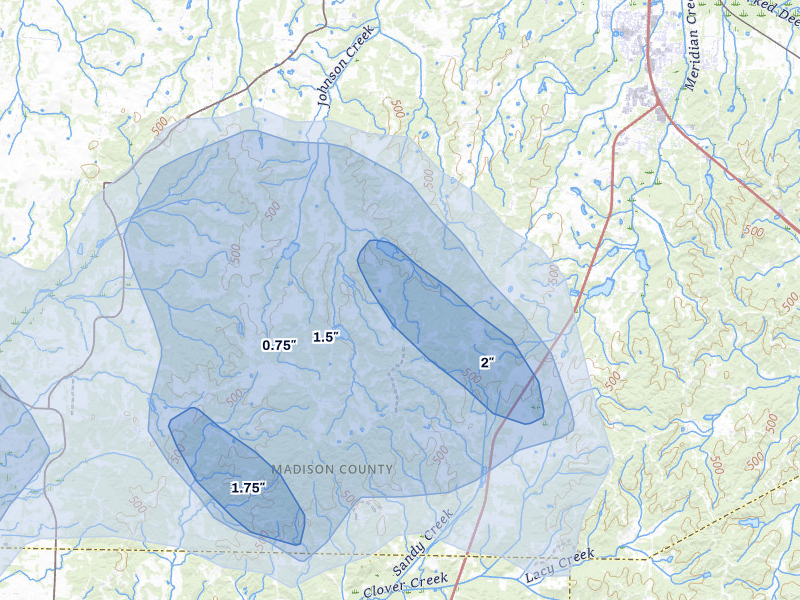 NEXRAD radar-signature map of the hail storm over Jackson, TN on Aug 20, 2026