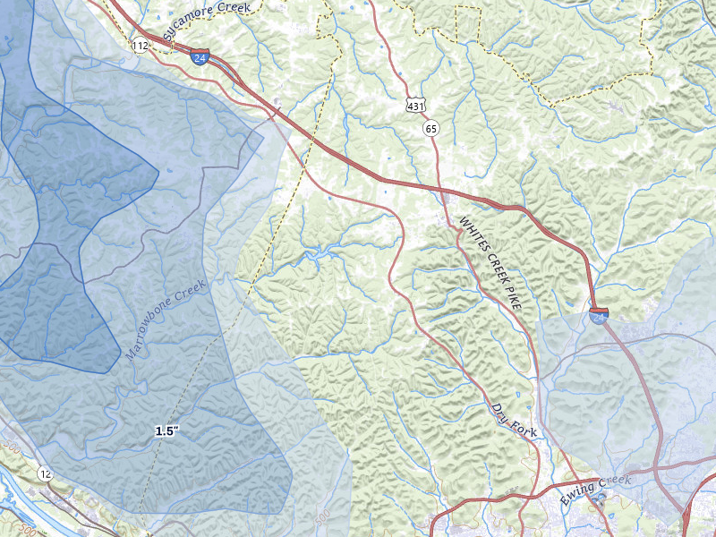 NEXRAD radar-signature map of the hail storm over Joelton, TN on Jun 9, 2026