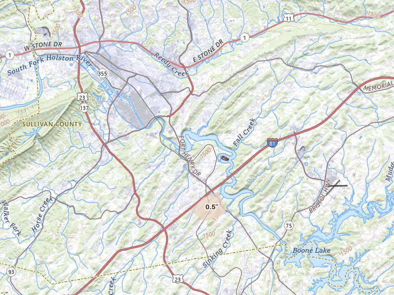 Radar-estimated hail-size map of the storm over Kingsport, TN