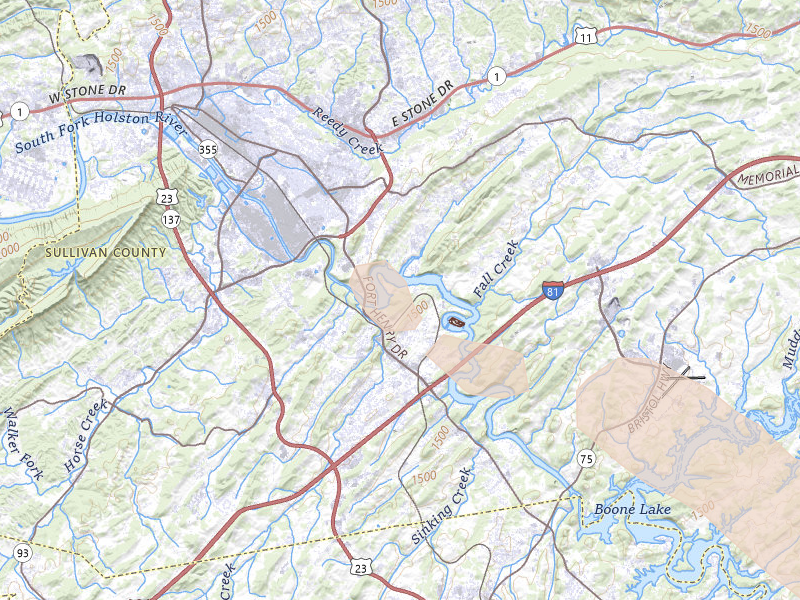 Radar-estimated hail-size map of the storm over Kingsport, TN on Jul 28, 2026