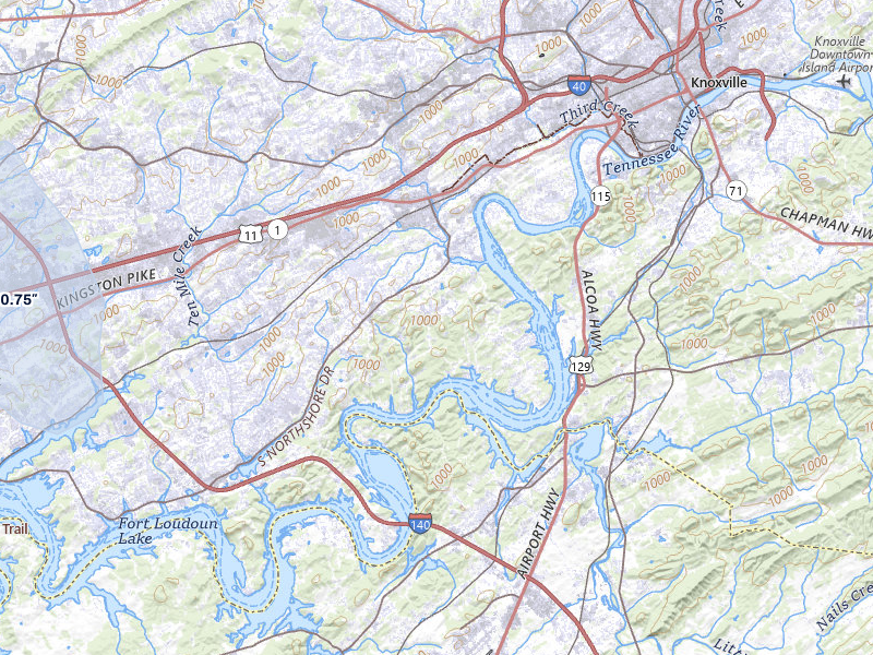 NEXRAD radar-signature map of the hail storm over Knoxville, TN on Jul 3, 2026
