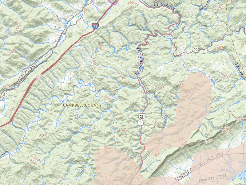 Radar-estimated hail-size map of the storm over La Follette, TN on Jul 3, 2026