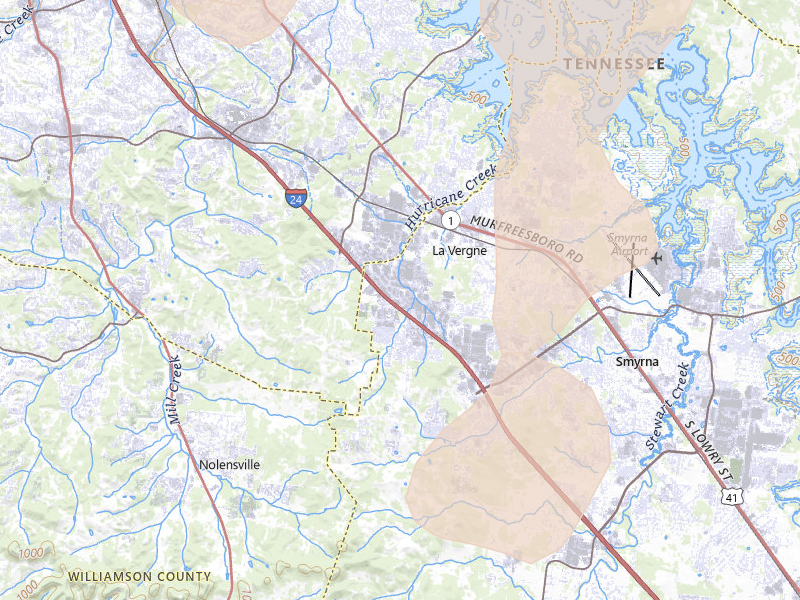 Radar-estimated hail-size map of the storm over La Vergne, TN on Jun 9, 2026
