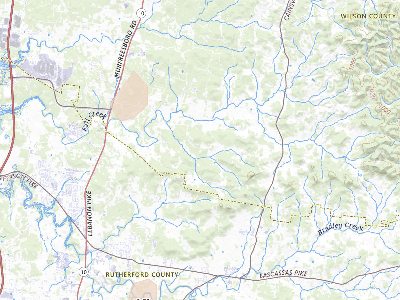 Radar-estimated hail-size map of the storm over Lascassas, TN on Aug 8, 2026