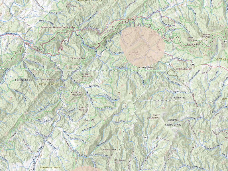 Radar-estimated hail-size map of the storm over Laurel Bloomery, TN