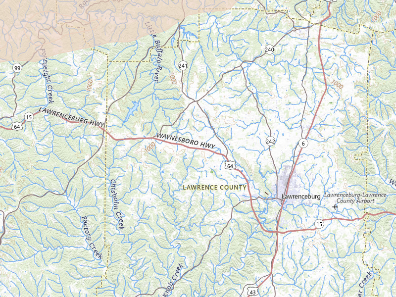 Radar-estimated hail-size map of the storm over Lawrenceburg, TN on Apr 27, 2026