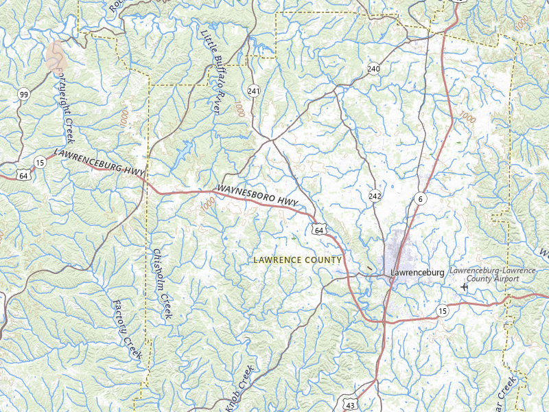 Radar-estimated hail-size map of the storm over Lawrenceburg, TN on Jul 2, 2026