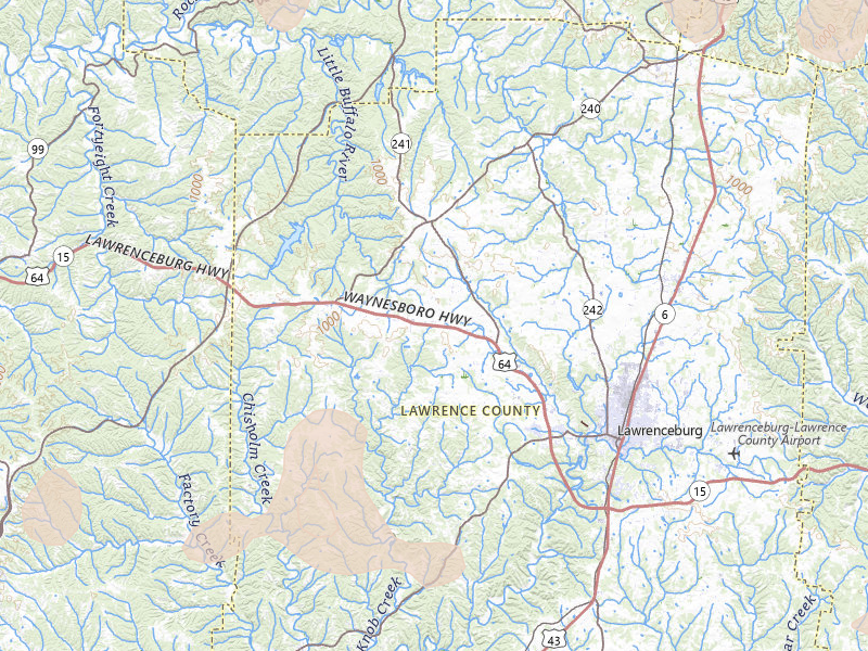 Radar-estimated hail-size map of the storm over Lawrenceburg, TN on Jul 3, 2026
