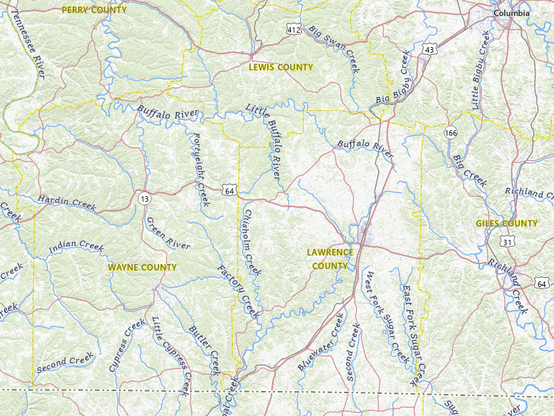 Radar-estimated hail-size map of the storm over Lawrenceburg, TN on Jul 7, 2026