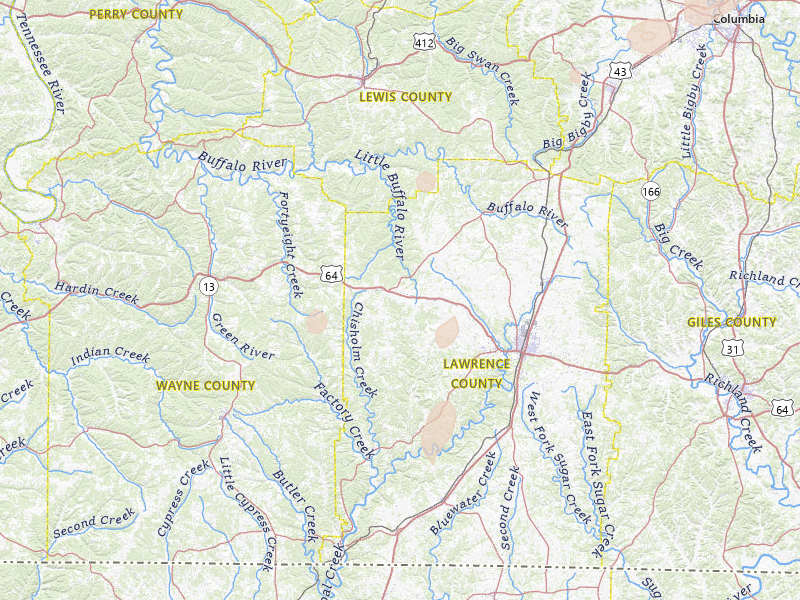 Radar-estimated hail-size map of the storm over Lawrenceburg, TN on Aug 7, 2026