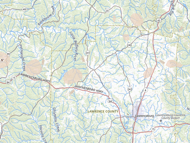 Radar-estimated hail-size map of the storm over Lawrenceburg, TN on Aug 26, 2026