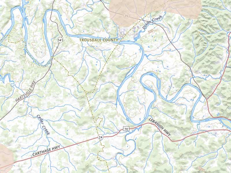 Radar-estimated hail-size map of the storm over Lebanon, TN on Jul 3, 2026