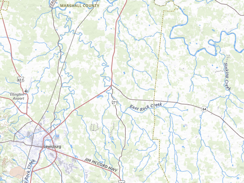 Radar-estimated hail-size map of the storm over Lewisburg, TN on Jul 11, 2026