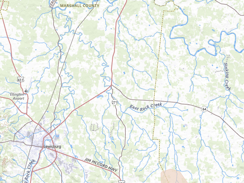 Radar-estimated hail-size map of the storm over Lewisburg, TN on Jul 28, 2026