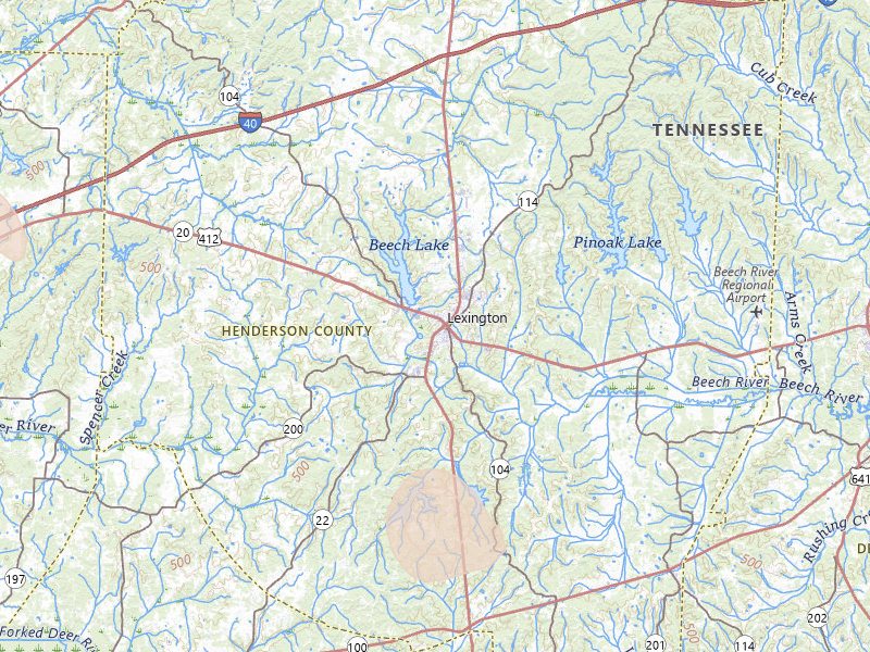 Radar-estimated hail-size map of the storm over Lexington, TN on Jul 3, 2026