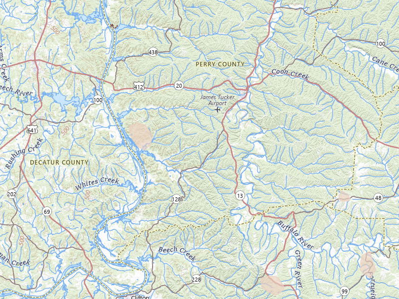 Radar-estimated hail-size map of the storm over Linden, TN on Jul 2, 2026