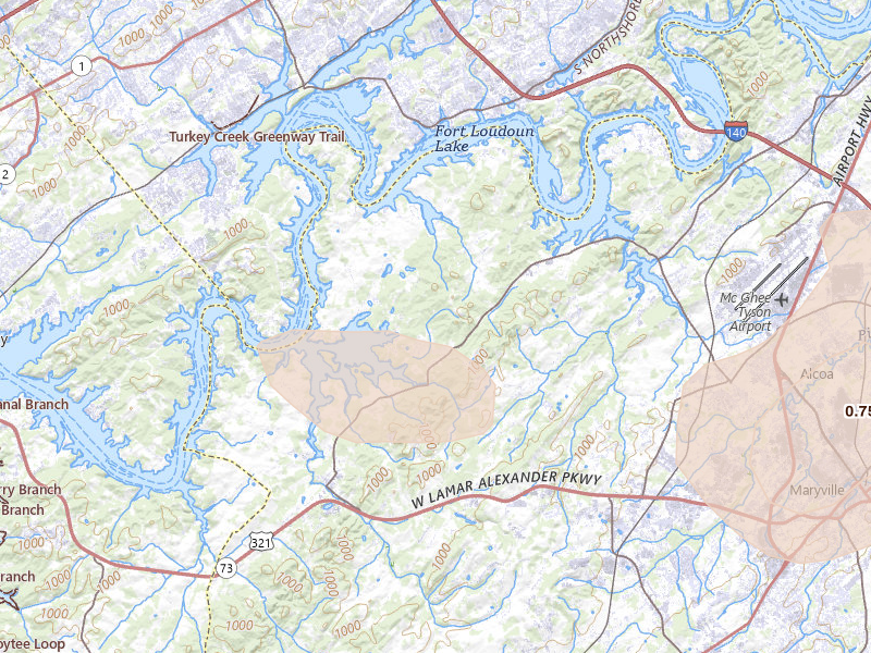 Radar-estimated hail-size map of the storm over Louisville, TN on Aug 17, 2026