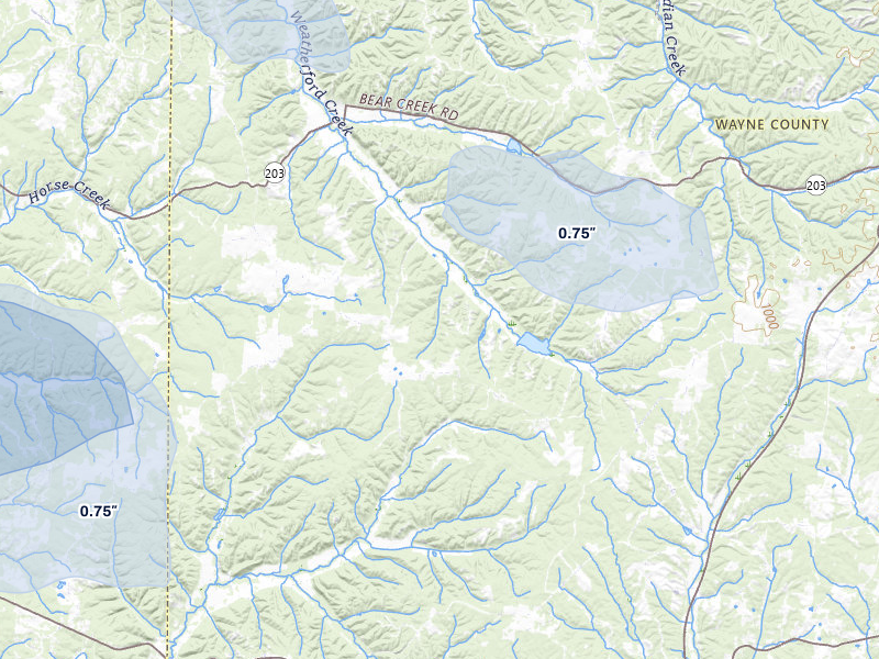 NEXRAD radar-signature map of the hail storm over Lutts, TN on Jun 1, 2026