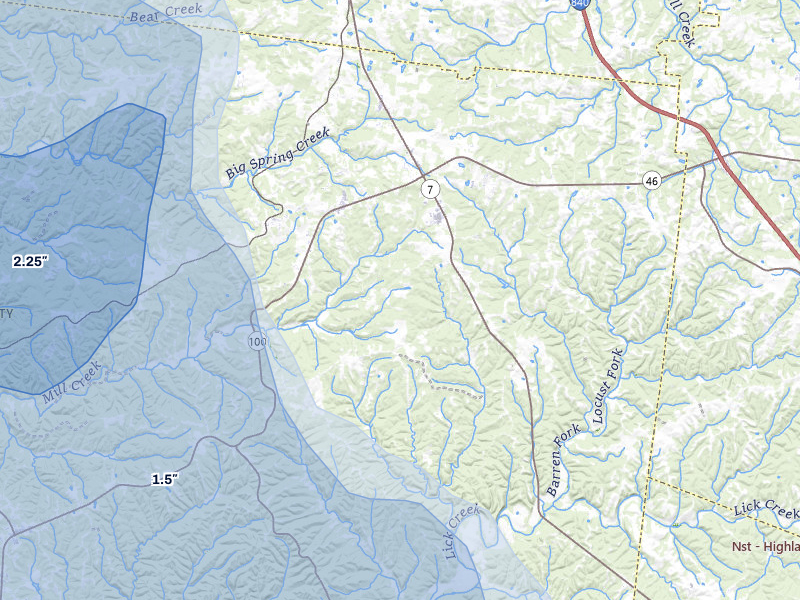 NEXRAD radar-signature map of the hail over Lyles, TN
