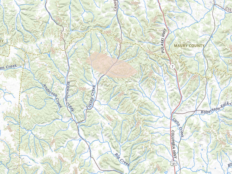 Radar-estimated hail-size map of the storm over Lynnville, TN on Aug 17, 2026