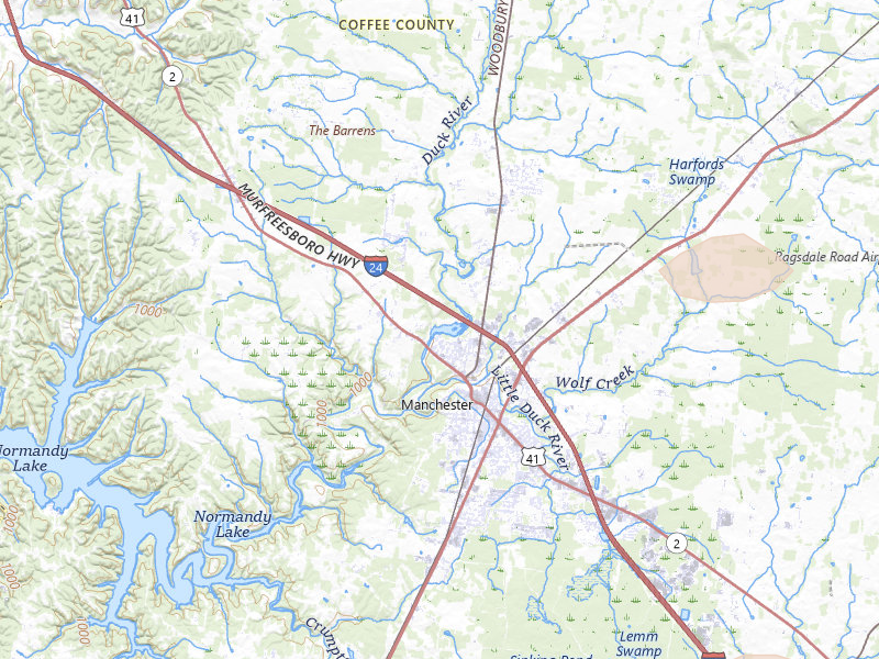 Radar-estimated hail-size map of the storm over Manchester, TN on Jul 3, 2026