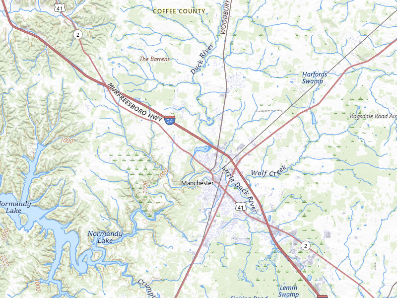 Radar-estimated hail-size map of the storm over Manchester, TN on Jul 11, 2026