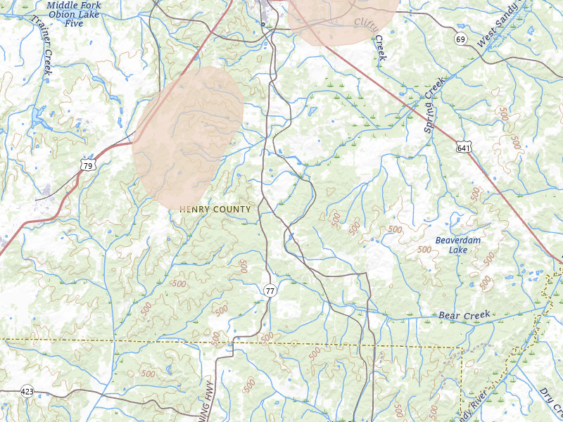 Radar-estimated hail-size map of the storm over Mansfield, TN on Jul 5, 2026
