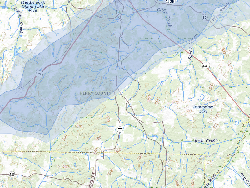 NEXRAD radar-signature map of the hail storm over Mansfield, TN on Jul 5, 2026