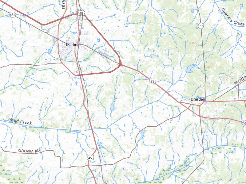 Radar-estimated hail-size map of the storm over Martin, TN on Jul 9, 2026