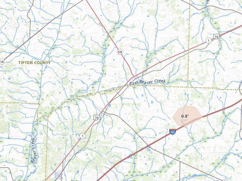 Radar-estimated hail-size map of the storm over Mason, TN