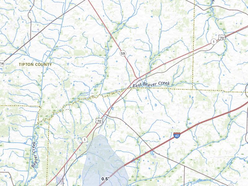 NEXRAD radar-signature map of the hail over Mason, TN
