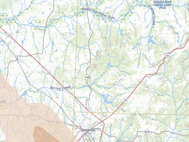 Radar-estimated hail-size map of the storm over Mc Kenzie, TN on May 31, 2026