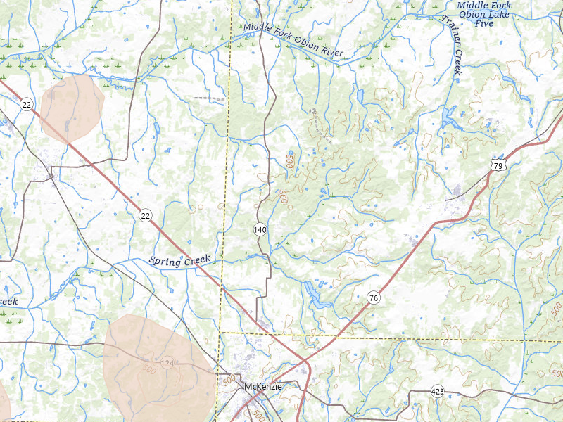 Radar-estimated hail-size map of the storm over Mc Kenzie, TN