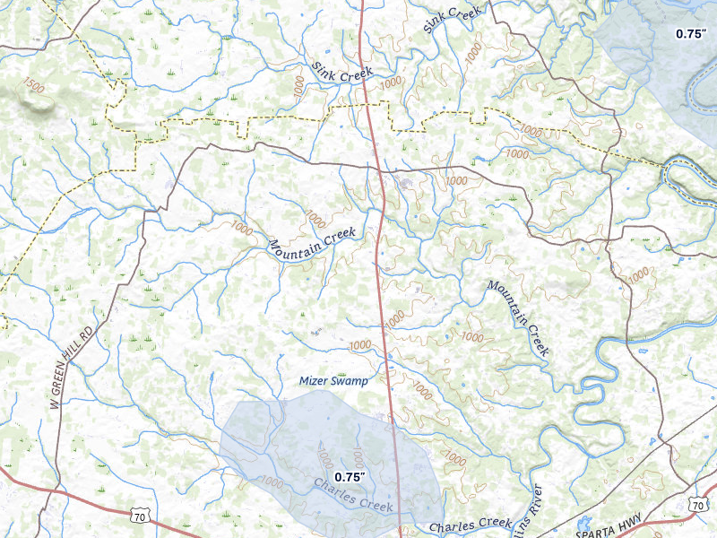 NEXRAD radar-signature map of the hail storm over Mcminnville, TN on Jul 3, 2026