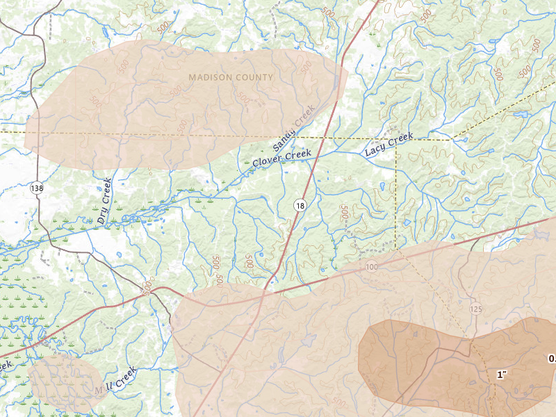 Radar-estimated hail-size map of the storm over Medon, TN on Apr 27, 2026