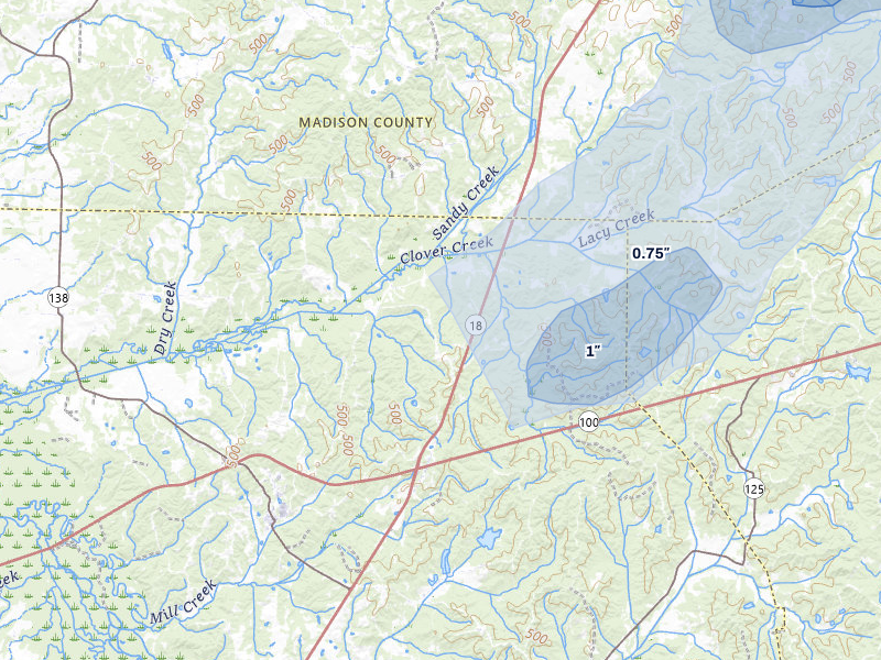NEXRAD radar-signature map of the hail storm over Medon, TN on Jul 3, 2026